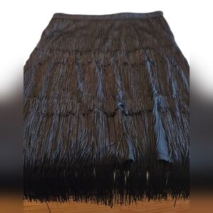 Shein Black Fringe Skirt Size Small